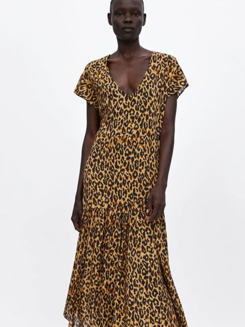 ZARA Wild Muse Leopard Print Tiered Maxi Dress Size S NWT - Picture 1 of 12